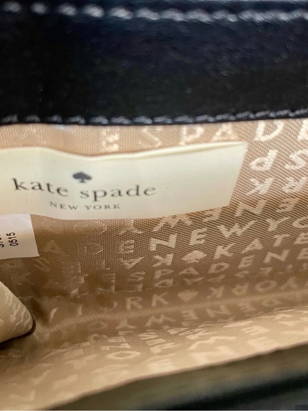 kate spade Varsity Black & White Geometric Zip Wallet with Pink and Cream Stripe